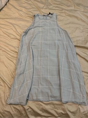 Light Blue Windowpane Sleeveless Swing Dress